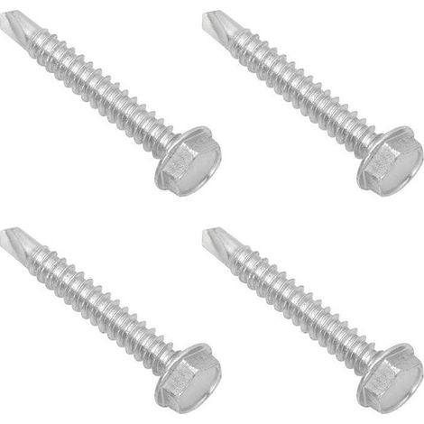 Selbstbohrende Metallschrauben, 20er-Packung, 3,595 mm. Selbstbohrende Stahlschrauben mit Sechskantkopf für Metall und Blech. (1/4)