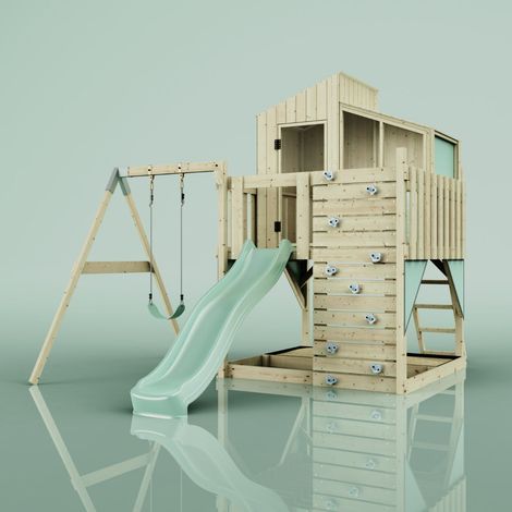 Polarplay – Aire de jeux en bois non traité 414 x 308 cm – Balançoire réglable – Convient à 3 ans et plus – Poids max 50 kg par utilisateur - VERT 414 X (1/5)