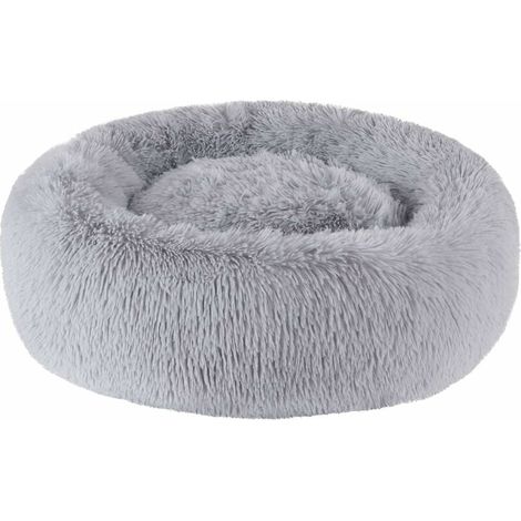 Cama para perros redonda, suave y giratoria, extragrande, lavable, con cojín, de lujo, con forma de rosquilla, para perros grandes, L-80 cm, gris claro (1/5)