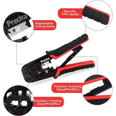 Preciva 97-in-1 Testeur de Network Câble, Ensemble d’Outils de Réseau, Pince à Sertir de Fil RJ45/11/12 Réseau d'Outils, Réparation de Réseau/Maintenance de Ordinateur/Testeur de Câble LAN