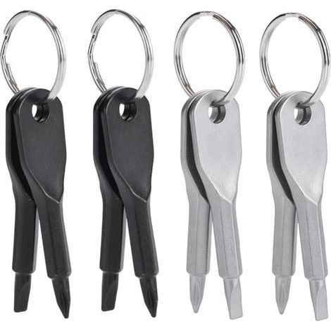 8-teiliges Taschenschraubendreher-Set, Schraubendreher-Schlüsselanhänger, Mini-Schraubendreher, Schlüsselring-Set, Schlitz- und Kreuzschlitzschraubendreher, präzisionsgegossenes Stahlmaterial (Schwarz (1/4)