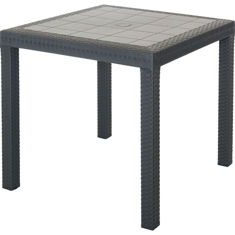 Tavolo Dallas in resina antiurto effetto polirattan antracite 80x80x74 cm da giardino esterno (1/4)