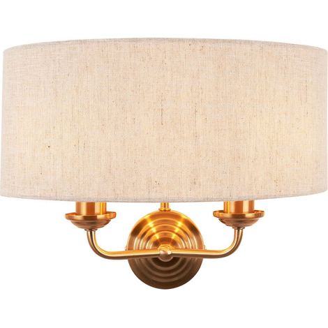 Endon Highclere Applique avec abat-jour en laiton vintage, lin naturel, 2x E14 (1/5)
