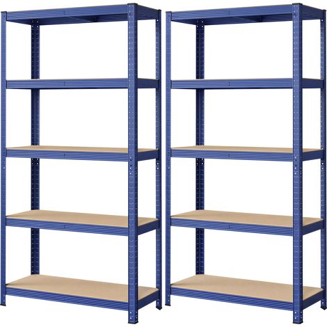 Lot de 2 Étagère de Rangement, Bibliothèque, 5 Niveaux, Étagère de Cuisine, Étagères Réglables, Bleu (1/5)