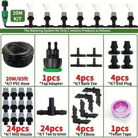 Système d'Irrigation Automatique pour Jardin - Kit d'Arrosage Goutte-à-Goutte avec Asperseurs Réglables, Idéal pour l'Arrosage des Fleurs et Plantes