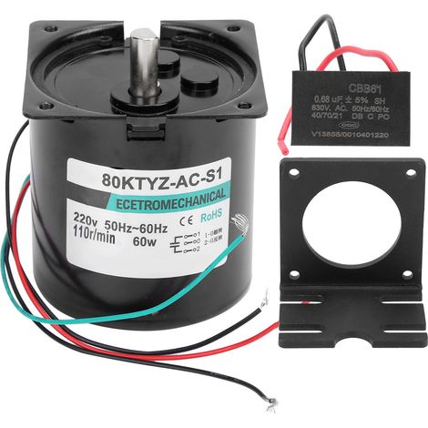 Moteur synchrone AC 220V 60W XD80KTYZ 110 tr/min, couple élevé, faible vitesse, sens CW/CCW, avec support de condensateur. (1/5)