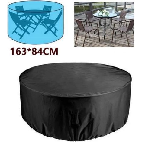 Oxford 210D Fabric Garden Furniture Cover, Round Size Ø163 x 84 cm