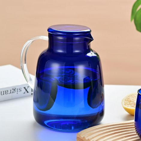 Karaffe,Glaskaraffe Glaskanne mit Deckel Glas Transparent (1/4)