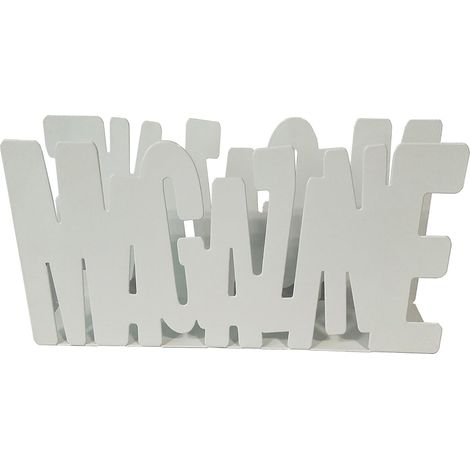 King Home PORTARIVISTE BIANCO "MAGAZINE" in metallo verniciato 34x8,5x18h cm (1/4)