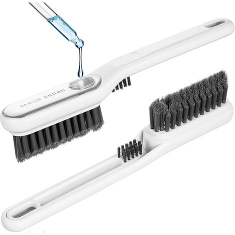 Lot de 2 brosses de nettoyage pour recoins de salle de bain, brosses multifonctionnelles pour nettoyer les interstices des fenêtres, brosse à poils durs avec remplissage de liquide par simple pression (1/5)