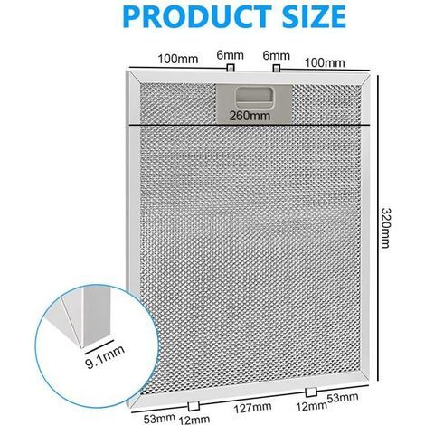 2 pièces Filtre à Graisse Métallique pour Hotte Aspirante 320x260mm,Filtre en Maille Accessoire Hotte Aspirante - Argent (1/4)