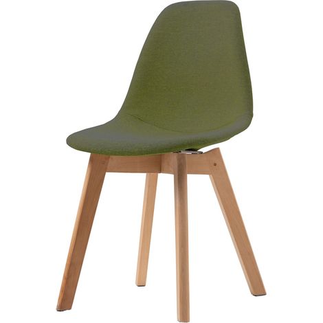 Chaise avec piètement empilable - Assise en tissu Bois/Vert (Lot de 4) - Feros