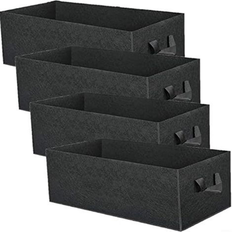4 - Sac De Culture - Tissu Non Tissé - Respirant Avec Poignées Renforcées Pour Légumes Et Fleurs Jardin Intérieur Extérieur Noir 60x30x20cm
