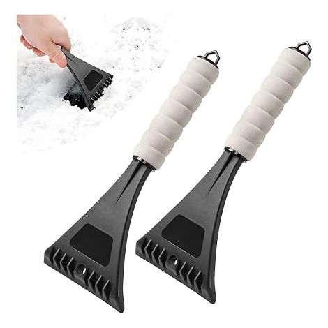 Winter Car Window Snow Shovel, Ice Scraper with Soft Non-Slip Handle, Plastic Ice Scraper, Car Snow Shovel, Windshield Winter Tool (Black) (1/5)