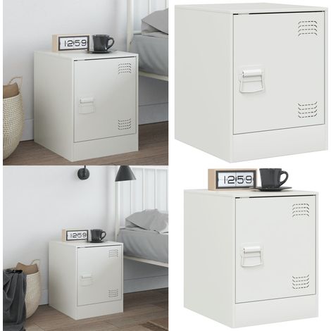 Table de chevet blanc 34,5x39x44 cm acier - Table De Chevet Blanche - Meuble De Chambre - Commode - Étagère Murale - Rangement Intérieur - Home & Living (1/5)