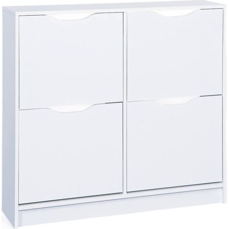 Dmora Zapatero con cuatro puertas abatibles, blanco 90 x 25 x 100, con embalaje reforzado