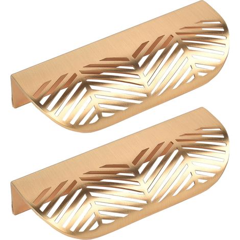 Poignées de porte en 2 parties 117 mm x 44 mm- poignées de tiroir de cuisine en forme de feuille- poignées d'armoire- boutons décoratifs pour meubles (1/5)