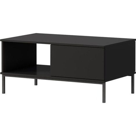 Mesa de centro Lomsore 102, Negro, 47x60x100cm, Diámetro: 0, Aglomerado laminado, Angular
