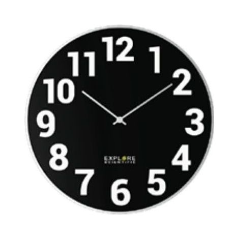 Explore Scientific RAC1003 Orologio a Parete 25cm Radiocomandato Design Contemporaneo con Numeri Metallo-Nero