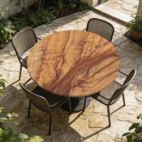 Runde Tischdecke mit Gummizug, abwaschbar, Holzmuster, Ø 60cm