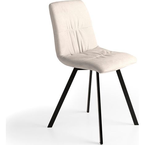 MOMMA HOME Set de 4 sillas de Comedor Beige, Acabado Tejido Tipo Terciopelo, Suave, Estructura Metal en Color Negro - Modelo Ika (1/4)