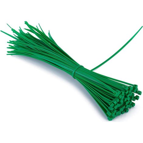 Serre-cables - Nylon Auto-bloquant - 200 mm x 2,3 mm - Vert - Pour Jardinage Atelier Garage - Lot de 100