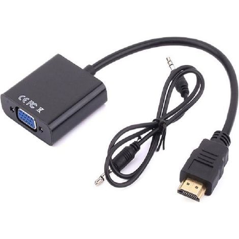 Adaptateur HDMI VGA avec audio, convertisseur vidéo pour PC, câble HDMI vers VGA pour moniteur et projecteur. (1/4)