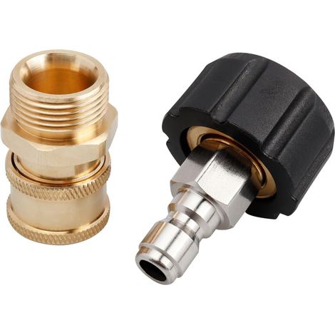2pcs Adaptateur de Nettoyeur Haute Pression M22 Mâle M22-14 à 1/4" Adaptateurs de Tuyau Nettoyeur Haute Pression Accessoires pour Raccord de Pistolet de Pulvérisation 5000PSI (1/5)