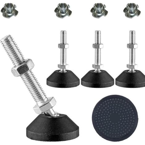 Linghhang – Pieds de nivellement réglables pour meubles – Lot de 4 – Capacité 450 kg – Vis M10 en acier inoxydable – Ajustement 360° pour sols inégaux - 4pcs-Pieds (1/5)
