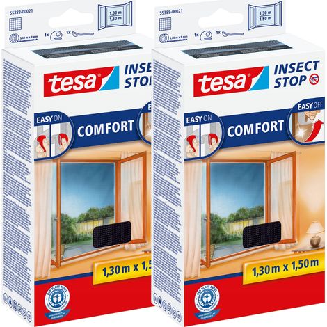 Mosquitera TESA para ventanas con cierre de velcro, color negro, 1,3 x 1,5 m (x2)