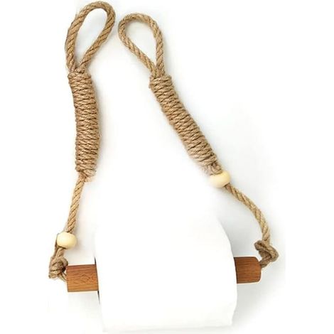 Porte-mouchoirs vintage,en corde de chanvre et bois, pour décoration de salle de bain et de cuisine (1/4)