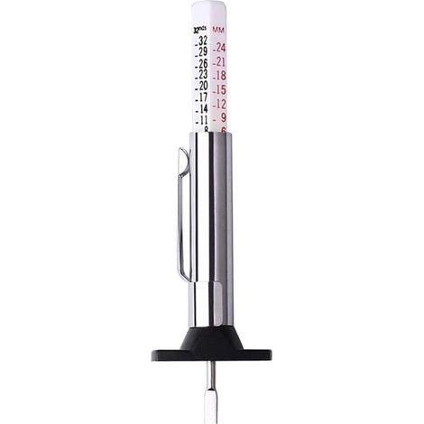 Reifenprofiltiefenmesser, Reifentiefenmesser, Länge 90 mm, für Auto, Fahrrad, Transporter, LKW, Motorrad, Standard-Digitalmessgerät aus Edelstahl, metrisch (1/4)