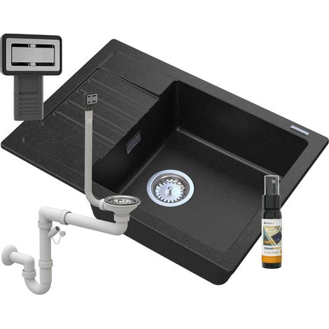 ARGOS ÉVIER GRANIT + SIPHON CARRÉ CHROMÉ (1/5)