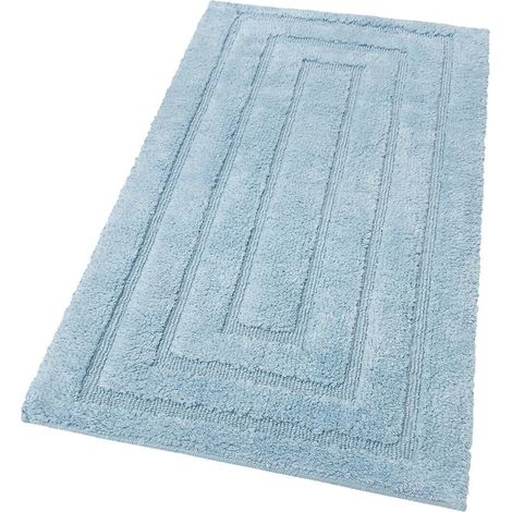 Tappeto Bagno Puro Cotone Elegante Lussuoso Morbido Scendiletto Antiscivolo 100% Made in Italy Azzurro - 60x175 cm