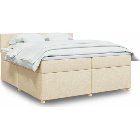 Boxspringbett mit Matratze Creme 200x200 cm Stoff vidaXL (1/5)