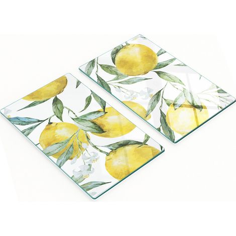 Küchenschneidebretter aus Glas mit Aquarell-Zitronenmotiv, 2 x 30 x 52 cm (1/5)