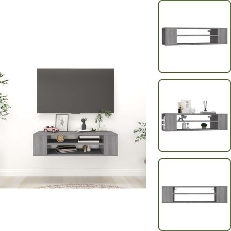 Mobile TV - vidaXL Pensile Porta TV Grigio Sonoma 100x30x26,5 cm Legno Multistrato - Mobile da soggiorno