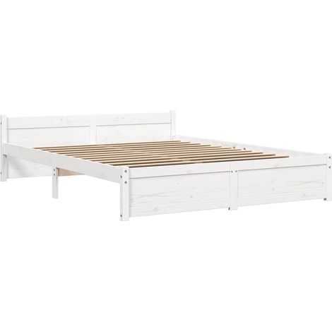 vidaXL Cadre de lit sans matelas blanc bois massif 160x200 cm (1/5)