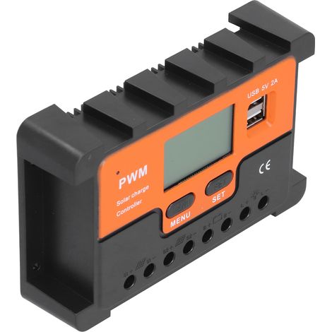Contrôleur de charge solaire 12V/24V 30A avec circuit de protection, deux ports USB et paramètres réglables (contrôleur LCD) (1/5)