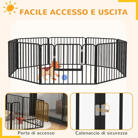 Enclos chien modulable 8 panneaux intérieur extérieur, acier noir 164x164x60 cm (1/5)
