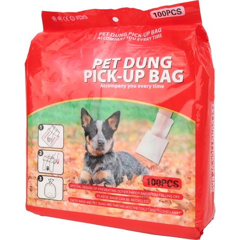 Sacs à déjections canines double couche jetables, sacs épais pour ramasser les excréments des petits et moyens animaux de compagnie (100 pièces) (1/5)