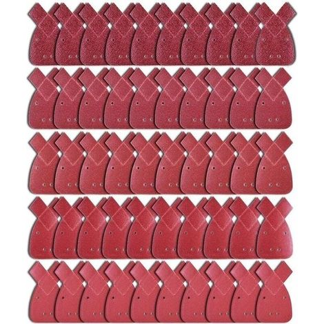 Bardusch-50 Pièces Feuilles Abrasives Feuille de Ponçage 10 X Grains 40/60/80/120/240 Papier Abrasif Triangles de Ponçage Fit Black and Decker Detail Palm Sander (1/5)