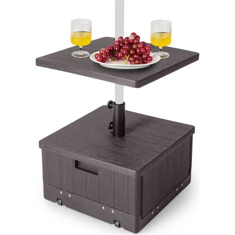 Base per ombrellone 53 x 53 x 45 cm 3 in 1 con piano da tavolo facile da spostare stile contemporaneo HDPE nero 200010641