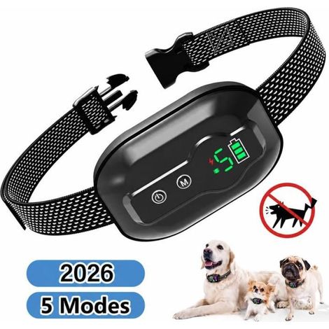 Collier anti-aboiements pour chien - 4 modes - Rechargeable par USB - Indicateur de charge, noir (1/5)