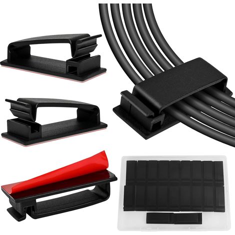Umweltfreundliche Kabelclips für Schreibtisch und Haushalt – 10er-Pack, selbstklebend, schwarz (1/4)