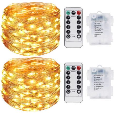 10 m lange Lichterkette für den Innenbereich, 100 LEDs, mit Fernbedienung, IP65 wasserdicht, 3 Kupferdraht-Lichterketten für Weihnachtsfeiern und Hochzeiten im Freien, warmweiß [Energieklasse F] (1/5)