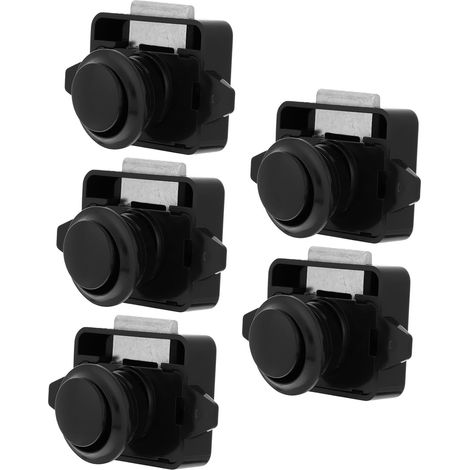 Lot de 5 loquets à bouton, poussoir noirs pour porte placard camping (1/5)