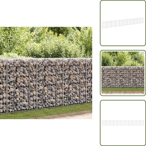 Griglia in acciaio - vidaXL Gabbione con Copertura in Acciaio Zincato 900x30x100 cm - Muro domestico