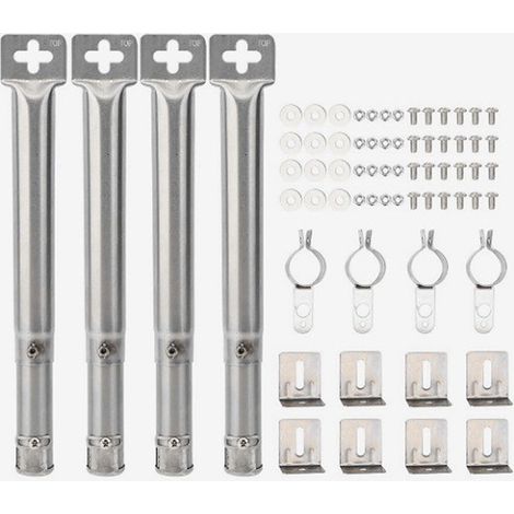 Set of 4 Adjustable Universal Replacement Tubular Burners in Stainless Steel, Extendable from 31 cm to 42 cm, Fits Most Gas Barbecue Grills