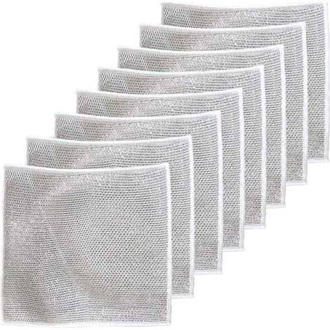 Chiffon Nettoyage Cuisine - Chiffon Métallique Réutilisable 20 x 20 cm - Pour Vaisselle, Cuisinière, Gril et Acier Inoxydable - Lot de 8 (1/5)